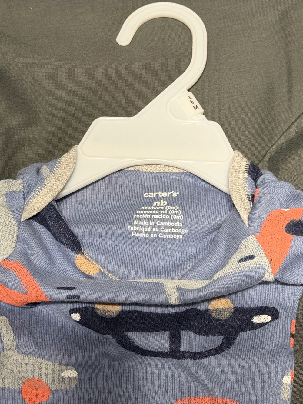 Carter's Blue Car Print Footed One-Piece Romper - Picture 3 of 3
